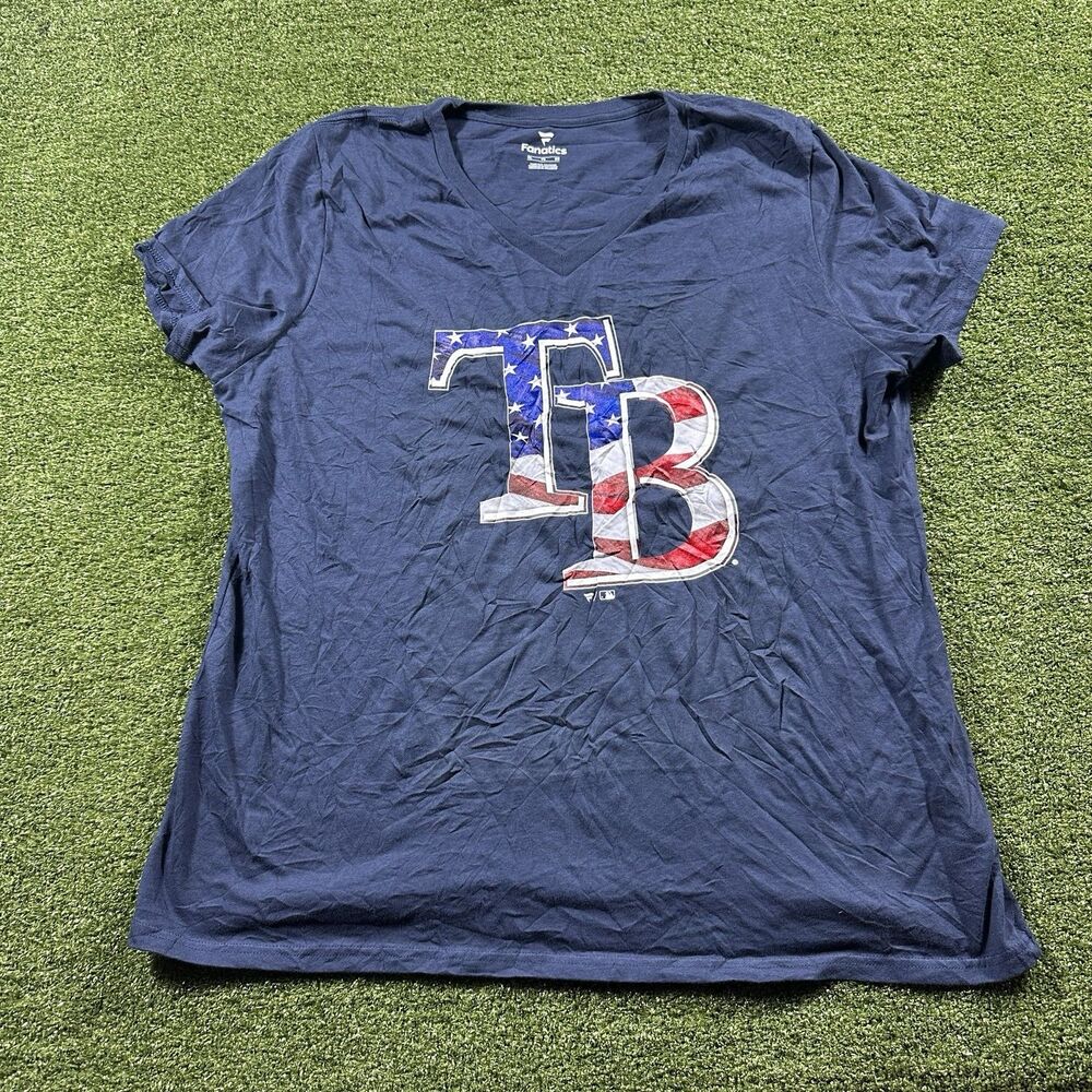 Tampa Bay Rays Fanatics Women's XL Navy V-Neck T-Shirt NWOT mlb